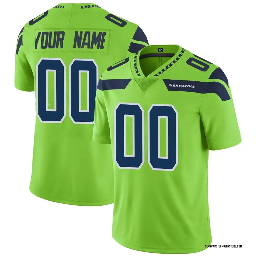 Custom Youth Seattle Seahawks Nike Color Rush Neon Jersey - Limited Green