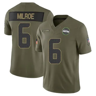 Jalen Milroe Men's Seattle Seahawks 2025 Salute to Service Jersey - Limited Olive