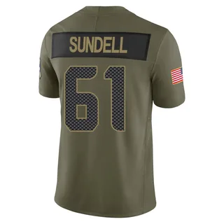 Jalen Sundell Men's Seattle Seahawks Nike 2025 Salute to Service Jersey - Limited Olive