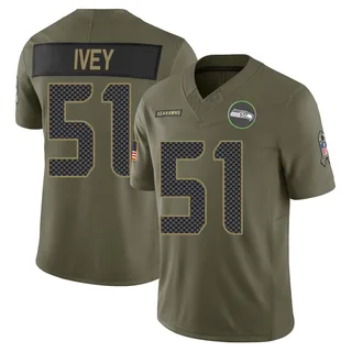 Jared Ivey Men's Seattle Seahawks 2025 Salute to Service Jersey - Limited Olive