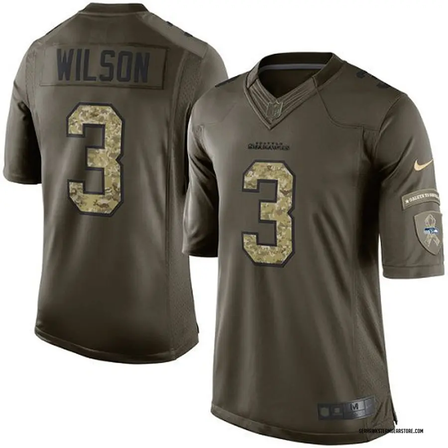 Russell Wilson Men's Seattle Seahawks Nike Salute to Service Jersey - Limited Green