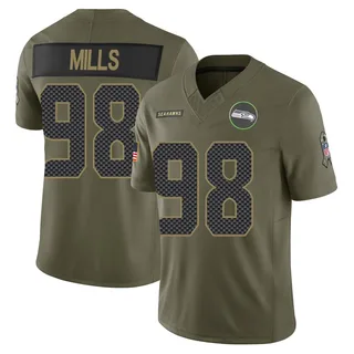 Rylie Mills Men's Seattle Seahawks 2025 Salute to Service Jersey - Limited Olive