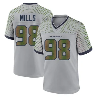 Rylie Mills Men's Seattle Seahawks Wolf 2025 Rivalries Collection Jersey - Game Gray