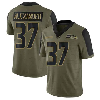 Shaun Alexander Men's Seattle Seahawks 2021 Salute To Service Jersey - Limited Olive