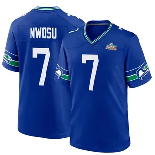 Uchenna Nwosu Men's Seattle Seahawks Nike Throwback Super Bowl LX Patch Jersey - Game Royal