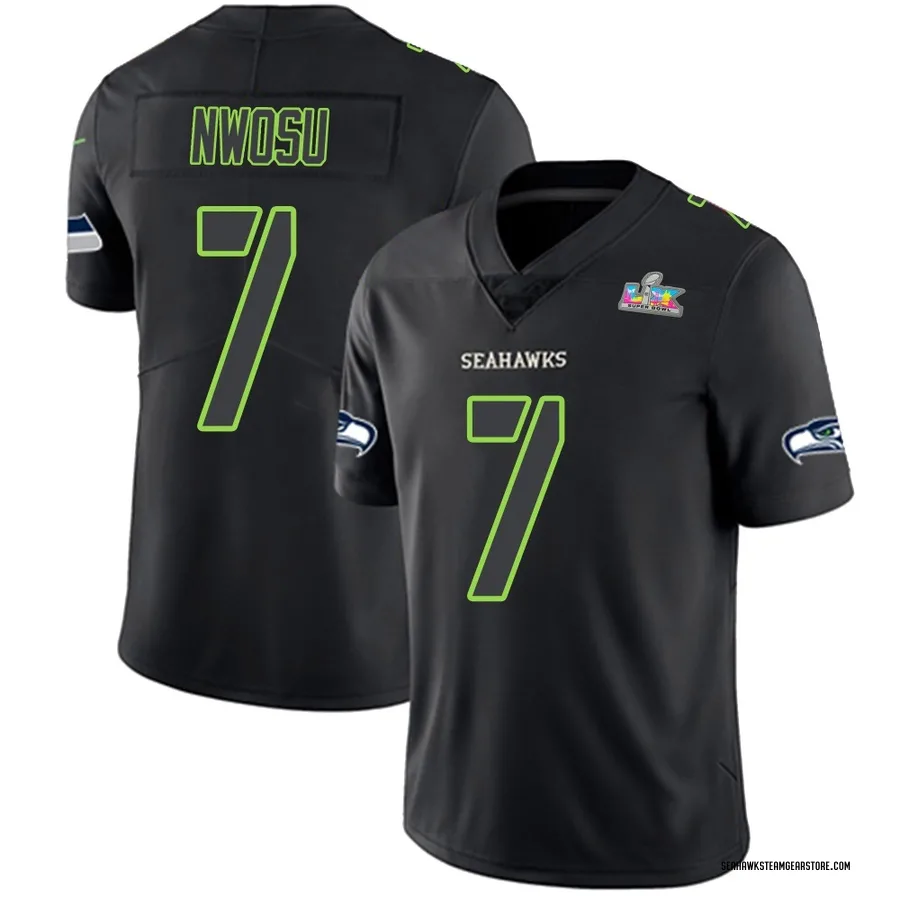 Uchenna Nwosu Youth Seattle Seahawks Nike Super Bowl LX Patch Jersey - Limited Black Impact